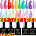 10PCS Nail Gel Polish Set Soak off UV LED Colour Base Top Coat Nail Varnish New.