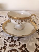 Vintage Noritake Footed Teacup And Saucer-raised Gilding 