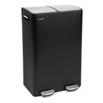 Kitchen Rubbish Recycling Pedal Bin 60L Dual 2 Waste Compartment Black