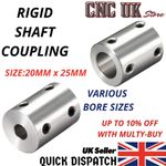Rigid Shaft Coupling 25mm Length 20mm Diameter Aluminum 5 6.35 7 8 10mm UK