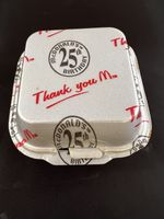 Vintage McDonald's Styrofoam Clamshell Packaging Big Mac Sandwich 25th Birthday