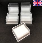 50 EARRING BOX JOB LOT Clear Lid High 32mm Low Top 21mm BOXES 41 x 35mm +Pads