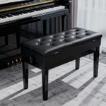 Adjustable Piano Stool Bench with Storage Faux Leather Keyboard Seat for Home