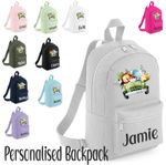 Personalised Kids School Bag Backpack Name Safari Lion Zebra Boys Girl Rucksack