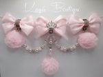 Triple Clip Romany Pram Charm Pink White Pom Pom Fur Baby Shower Gift