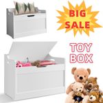 Wooden Toy Box Large White Storage Unit Kids Toys Children Nursery Bedroom Chest