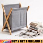 Magazine Rack Wood Free Standing Newspaper Book Storage Holder for Home Office