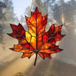 Maple Leaf Autumn Canadian Suncatcher Stained Glass Effect Hanging Decor Gift