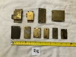 Group Of Ten Antique Brass Furniture Locks . Salvaged With No Keys.