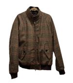Baracuta Chest Size 44 Brown Red Plaid Virgin Wool Bomber Jacket Made In Italy