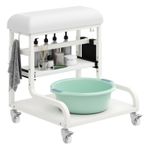 Pedicure Foot Rest with 3-Level Height,Pedicure Foot Bath Trolley w/Wheels