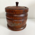 Vintage Tobacco Jar With Wooden Exterior