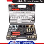 49PCS Thread Repair Chaser Tool UNC UNF Metric Thread Restorer Kit Set UK