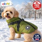 Dog Coat With Harness Waterproof Winter Jacket Raincoat Warm Zip Pet Coats