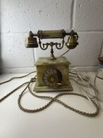 Antique Telcer Itailia Marble Vintage Telephone Retro Style Corded Phone