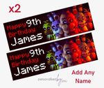 2 x Personalised FIVE NIGHTS OF FREDDY Birthday Banners LARGE Kids Party FNOF