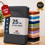 Full Fitted Bed Sheet Extra Deep 25 cm Single Double Super King Size Sheets UK