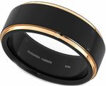 New Boxed Rose Gold Gp Black Tungsten Carbide Mens Wedding Band Ring 8mm
