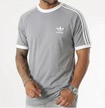 Adidas Originals Men’s 3 Stripes Cotton T-shirt Short Sleeve Top ( Grey ) Colour