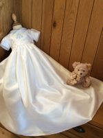 Boys Christening Gown - Romper suit with removable skirt - Handmade in UK