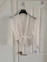Shein Women's White See-Through Knot Kimono Tie Front Long Sleeve Cover-Up M/10