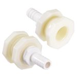 2Pack Bulkhead Fitting Adapter 12mm Barbed x G1/2 Female ABS White for Aquariums