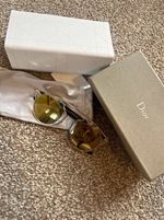 Dior Women’s Round Mirrored Sunglasses Gold Metal Frame Gold Lenses GENUINE
