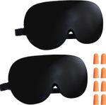 Silk Eye Mask, 2 Pack Natural Silk Sleep Mask with Adjustable Strap and Ear Plug