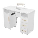 Manicure Table Nail Station Art Salon Beauty Desk with Dust Collector & 3 Drawer