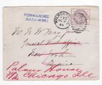 1885 QV 2½d LILAC STAMP ON WALWORTH COVER FORWARDED NYPO TO PALMER HOUSE CHICAGO