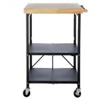 SiMPLi Folding Kitchen Cart oak wooden top, Storage Trolley