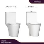 Rimless Close Coupled Toilet Ceramic WC Pan and Soft Close Seats, Cistern - Nova
