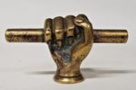 ORIGINAL LARGE BRASS FIST HOLDING SCROLL SAFE HANDLE DOOR TWIST PULL  F12
