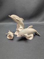 Vintage Highbank Porcelain Lochgilphead Scotland Dolphin Family Figurines x 3 