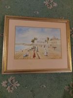 ANTIQUE INDIAN WATERCOLOUR A VIEW OF BANK OF THE GANGES, SINGED AND MONOGRAM