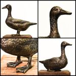 Rustic Black & Gold Metal Duck Sculptures - Spring Summer Garden Decor