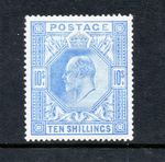 SG 265 10/- Ultramarine Very Fine Mounted Mint Cat. £1,000.00