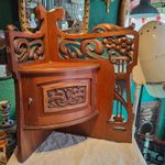 Vintage Wall Cupboard Shelf Cabinet Unit  Carved Wood Victorian Art Nouveau V