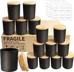 7oz Matte Black Candle Jars with Bamboo Lids 15 Pack DIY Candle Making Container