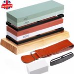 Knife Sharpening Stone Kit 400/1000 3000/8000 Grit Double Sided Whetstone w/Base
