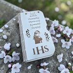 Drewniane (MDF OBUSTRONNIE BIAŁY) Pudełko na pieniądze z okazji Komunii Świętej 