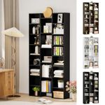 Tall Bookcase, Bookshelf with 21 Compartments and Adjustable Shelves