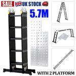 5.7M 14in1Aluminium Folding Ladder Multi-Purpose Long Extension Step w/Platform