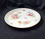 Floral Porcelain Plate White Multicolour Gilt Rim Round 26cm