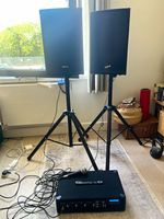 Vonyx VX210 PA Speaker System Bluetooth 200W RMS Black w/ Stands & Mic