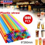 100-2000X Colourful Plastic Drinking Straws Party Wedding 260MM Straight Straw