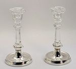 1998 Pair Sterling Silver and Glass Candlesticks / Candle Holder Broadway & Co