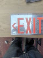 Vintage Double Sided Ceiling Mounted Lighted Exit Sign With Mirror Background