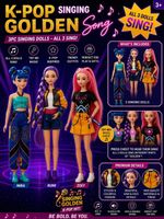 Kpopp Demon Hunters  Set Of 3 Golden song Singing Dolls.Post Same day/ next Day.