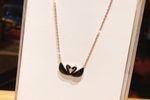 SWAROVSKI Iconic Swan Double Necklace Black, Rose Gold Plating New